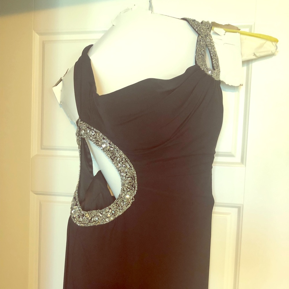 Black beaded cut-out long dress